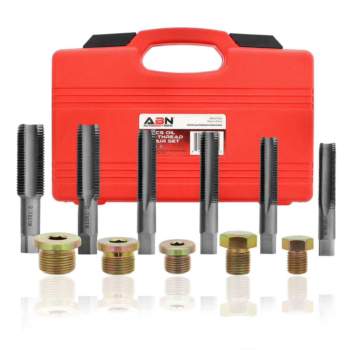 Thread Repair Kit - 114pc Oil Pan Drain Plug Kit with Screw Taps