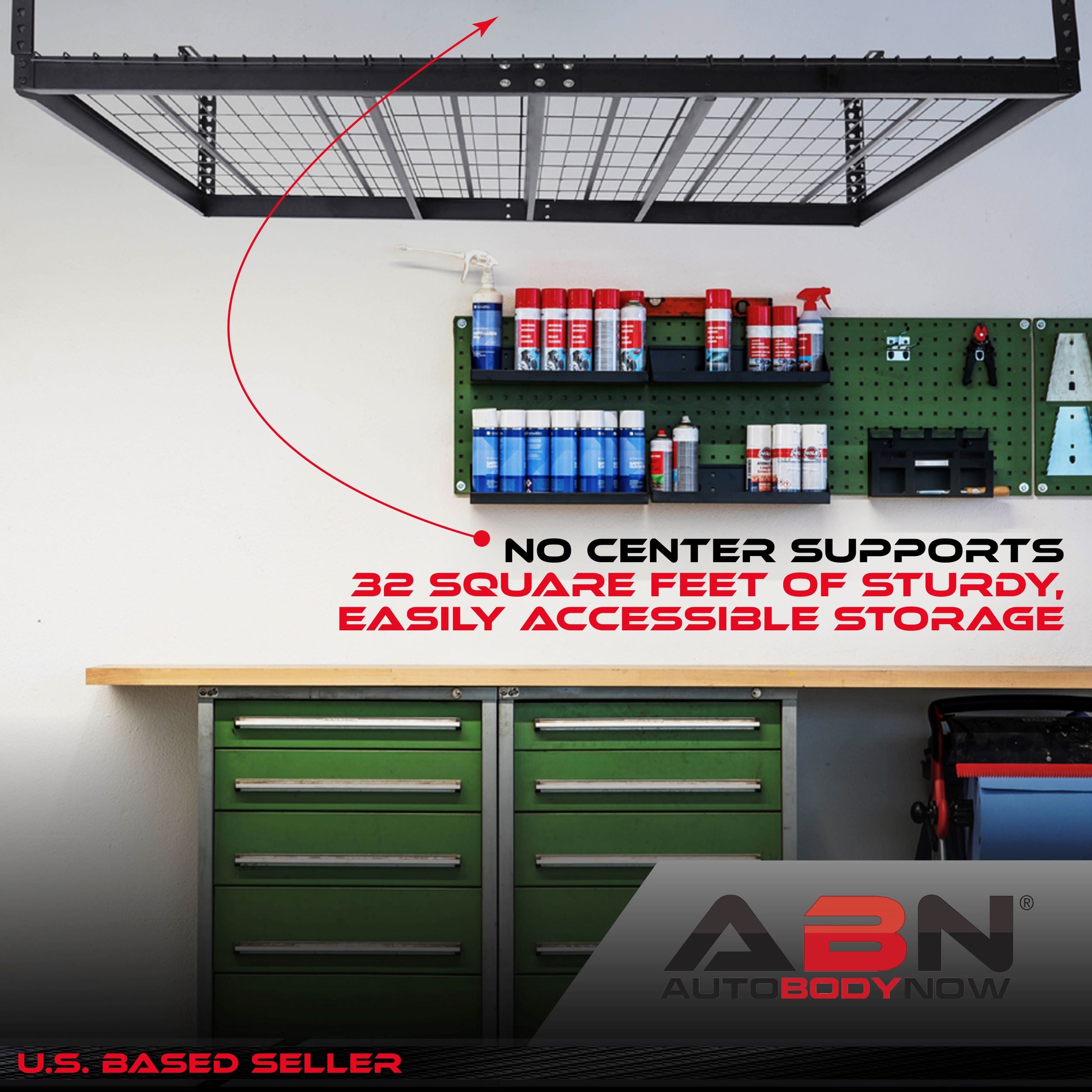 Garage Shelving Ceiling Mounted Storage Racks - 4x8ft Garage Storage