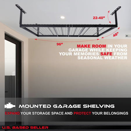 Garage Shelving Ceiling Mounted Storage Racks - 4x8ft Garage Storage