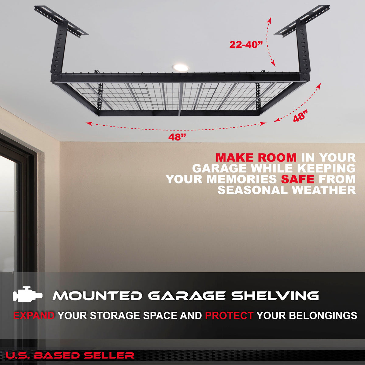 Garage Shelving Ceiling Mounted Storage Racks - 4x4ft Garage Storage