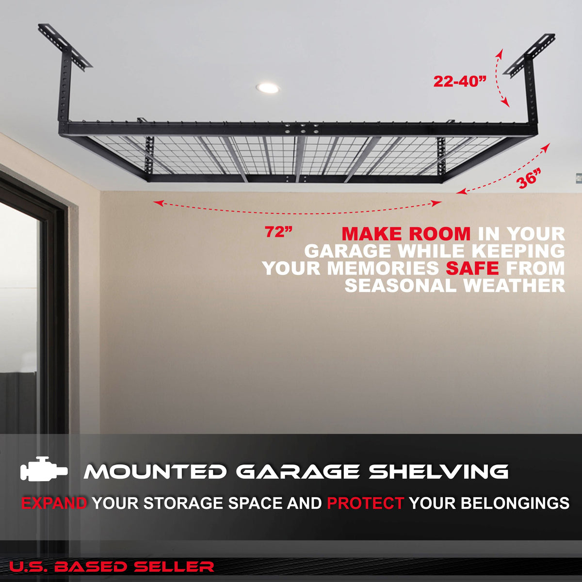 Garage Shelving Ceiling Mounted Storage Racks - 3x6ft Garage Storage