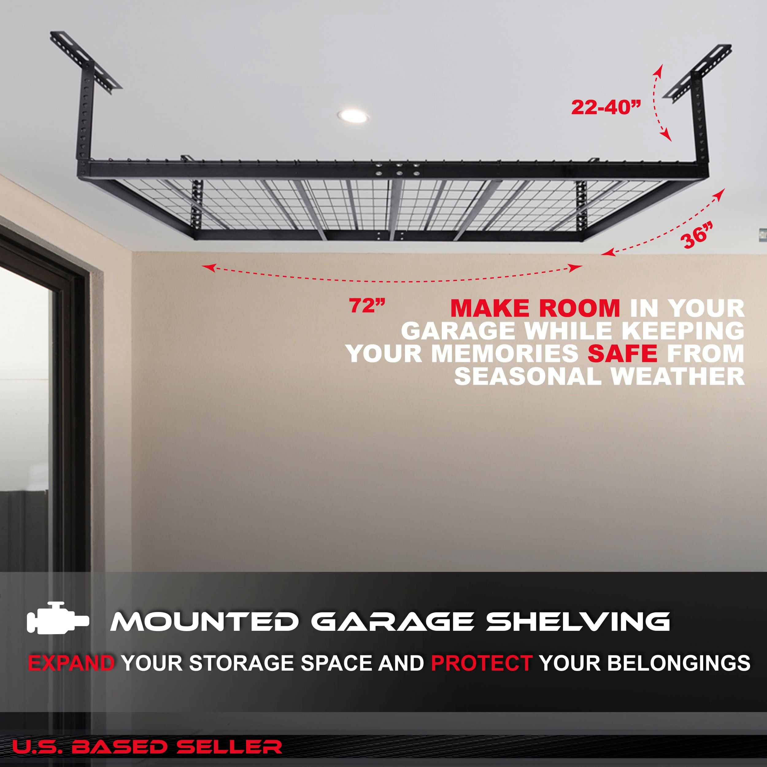 Garage Shelving Ceiling Mounted Storage Racks - 3x6ft Garage Storage