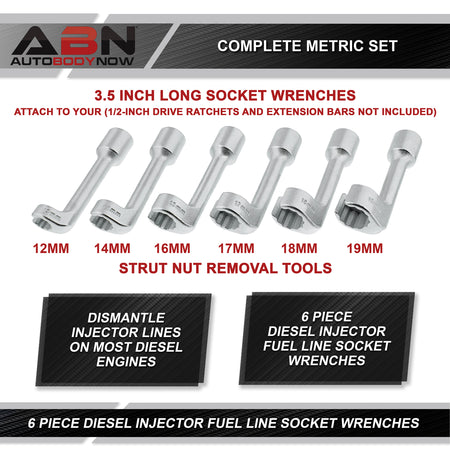 Diesel Injector Line Socket Set - 6pc Diesel Fuel Line Socket Set