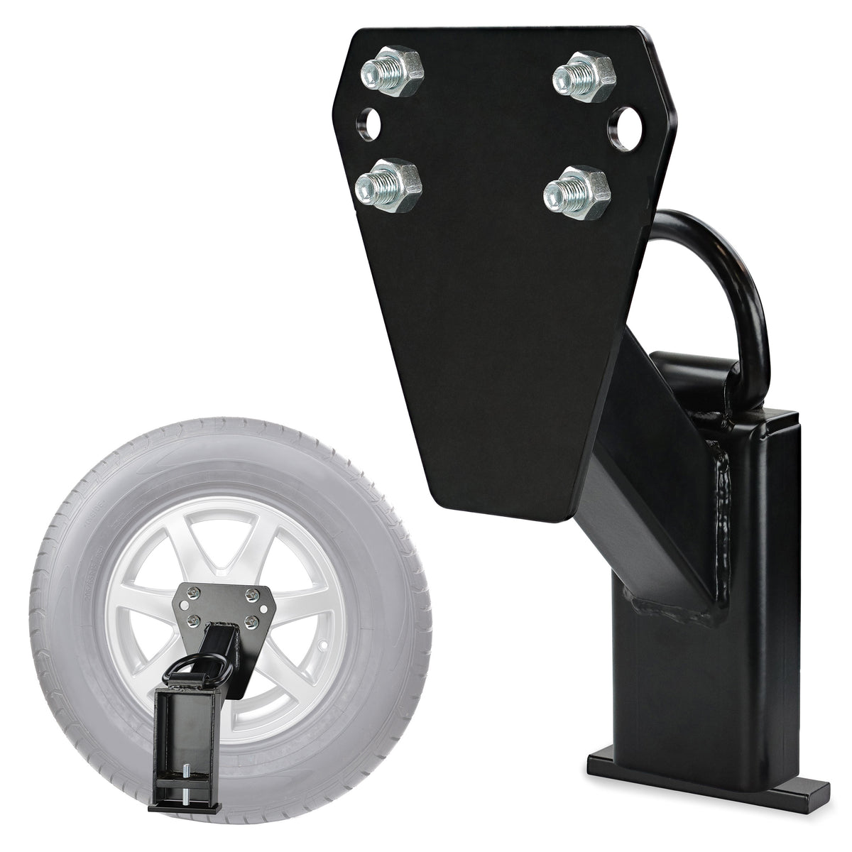 Stake Pocket Tire Carrier with D-Ring - Lug Trailer Spare Tire Mount
