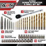 50pc Screw Bit Extractor and Assorted Drill Bit Kit and Carrying Case