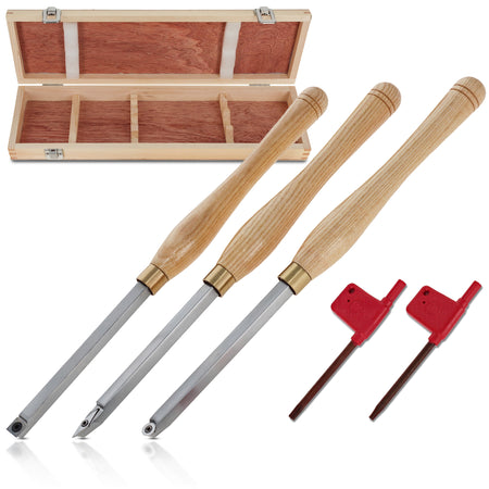Woodturning Carbide Lathe Tools - 3pc Carbide Tip Wood Turning Tools