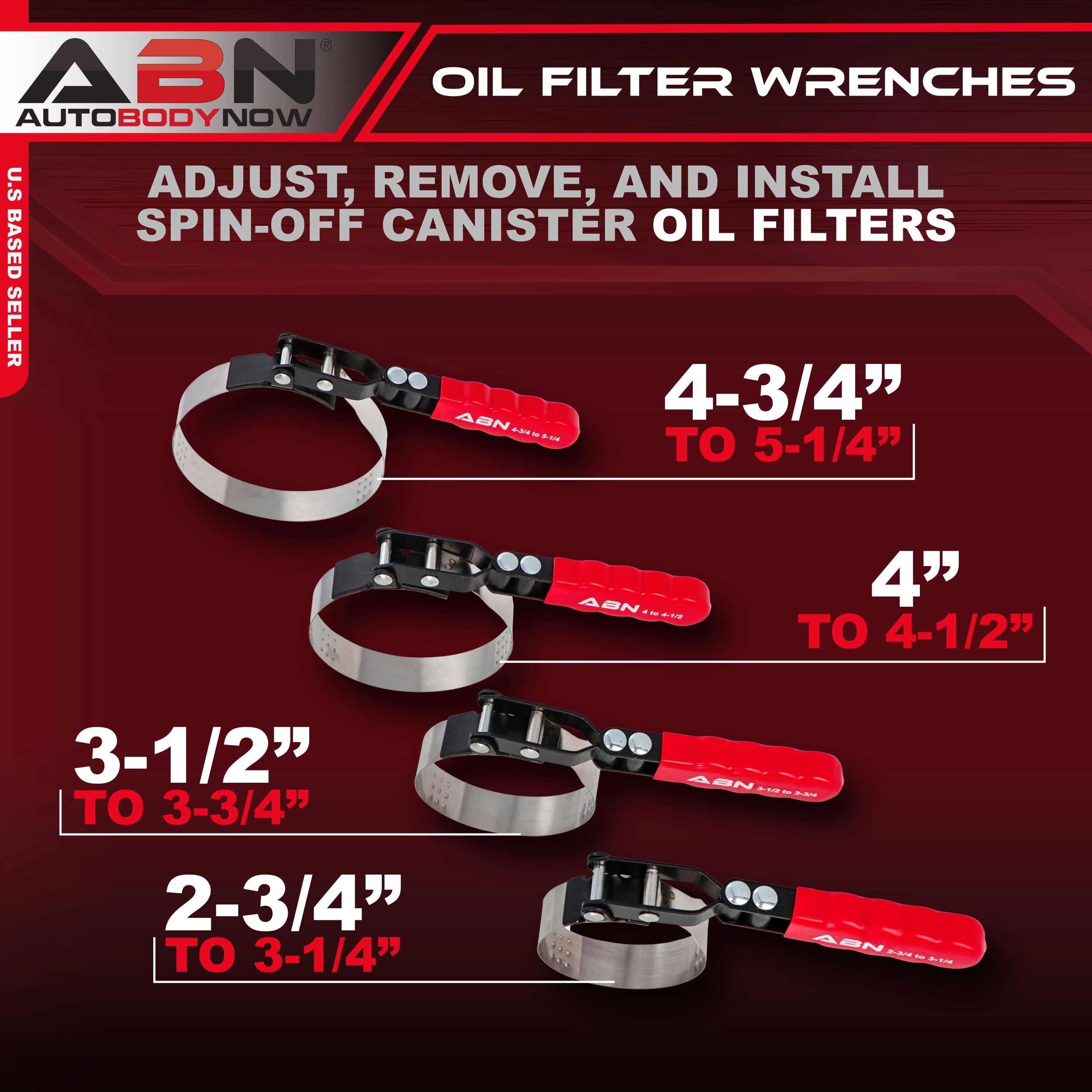 Swivel Oil Filter Wrench Kit - 4pc Adjustable Oil Filter Removal Tools