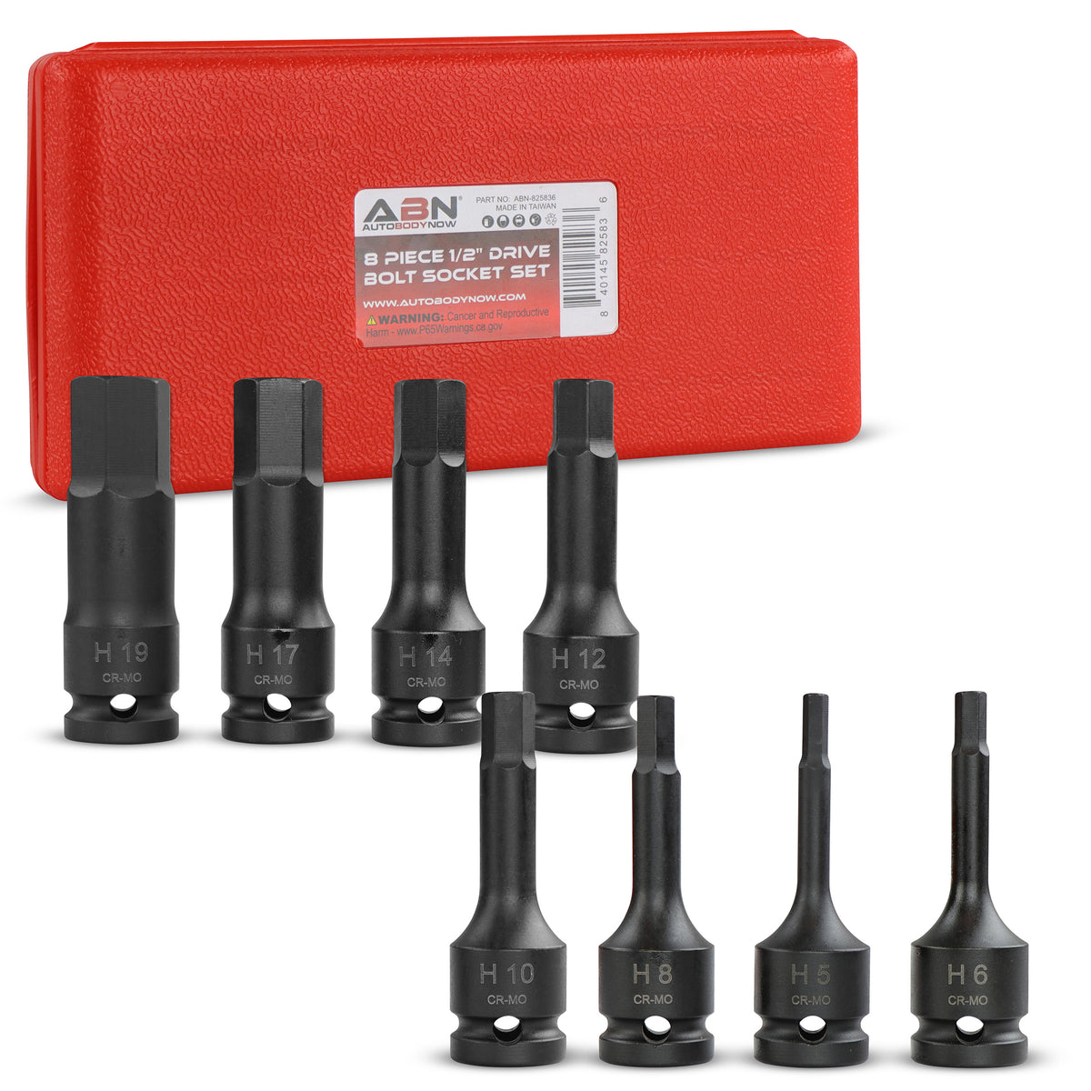 ABN 1/2 Inch Engine Head Bolt Sockets - 8PC Metric Auto Mechanic Socke ...