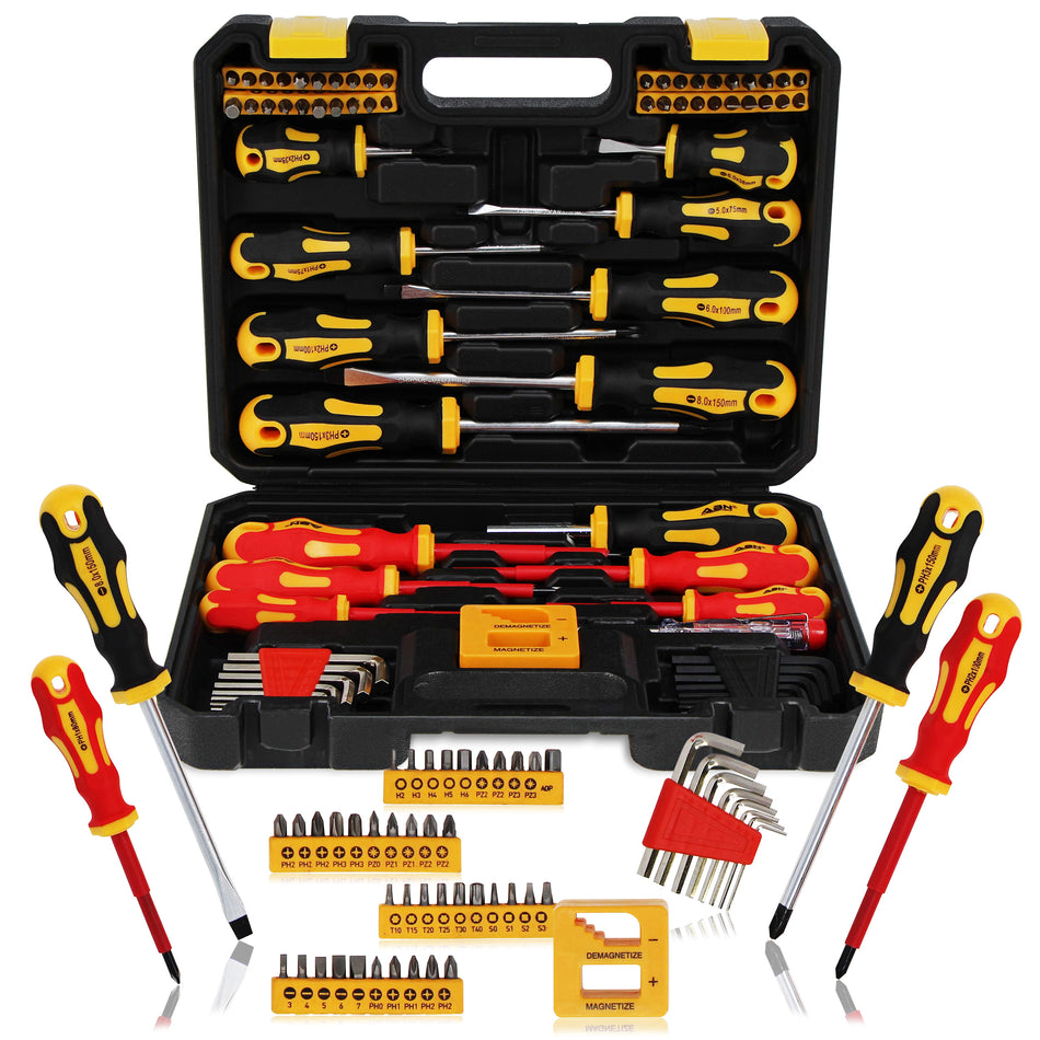 72 Piece Magnetic Tip Screwdriver Kit - 7 Type Screwdriver Sets