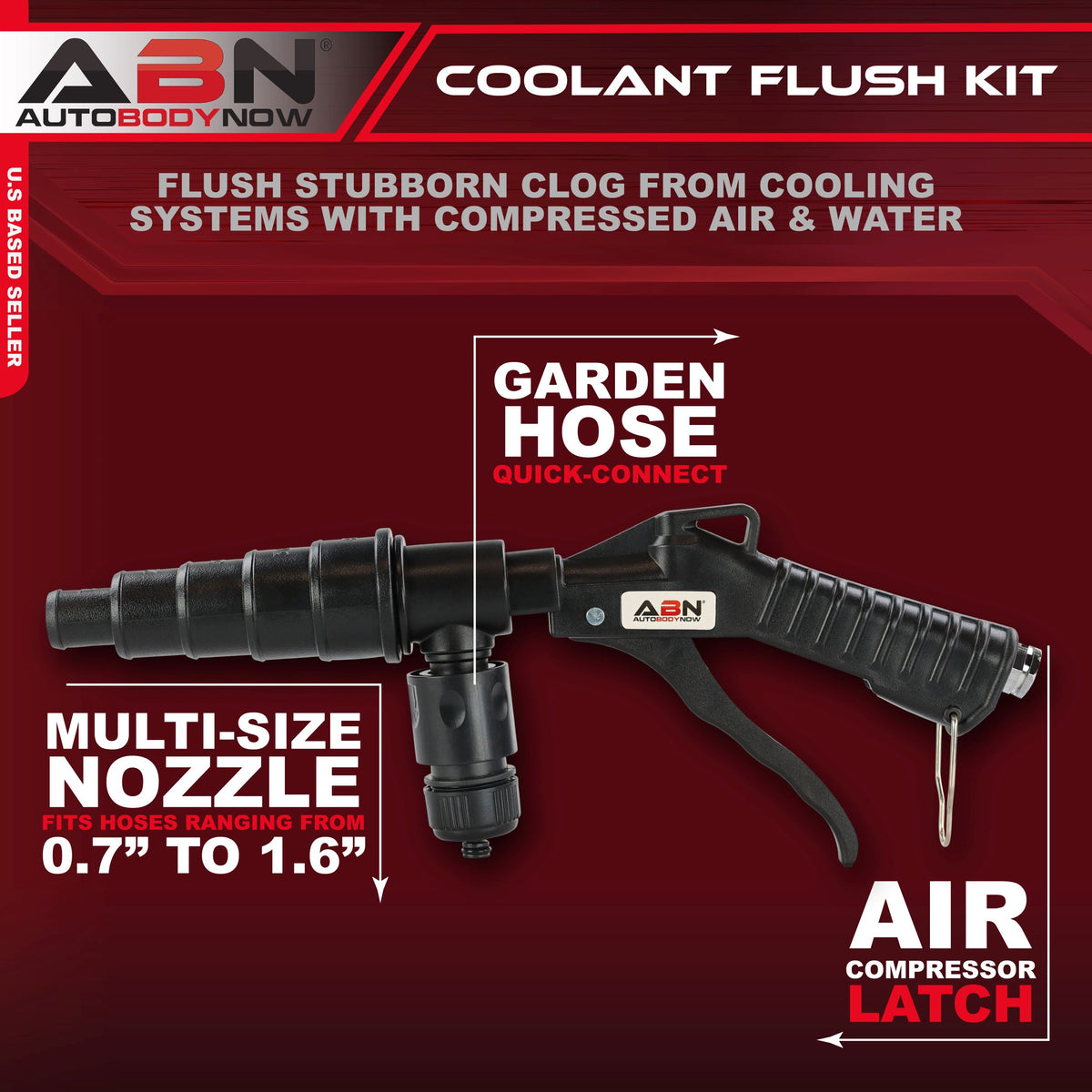 Radiator Flush Kit Gun with Quick Connect for Automotive Coolant Flush