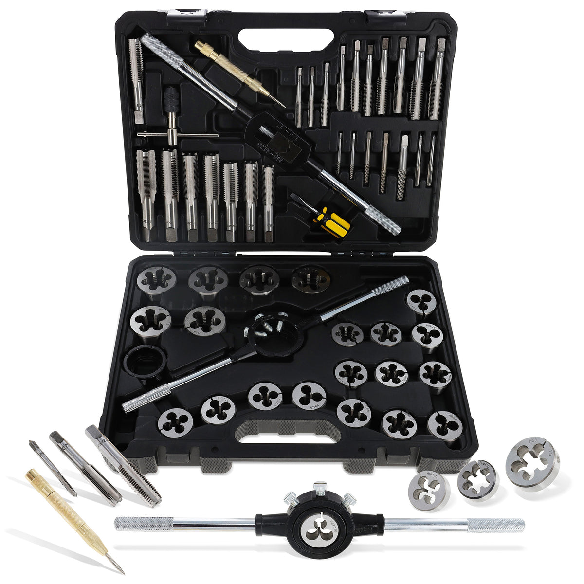 51 Piece Tap Die Set Metric and Standard Kits for Rethreading