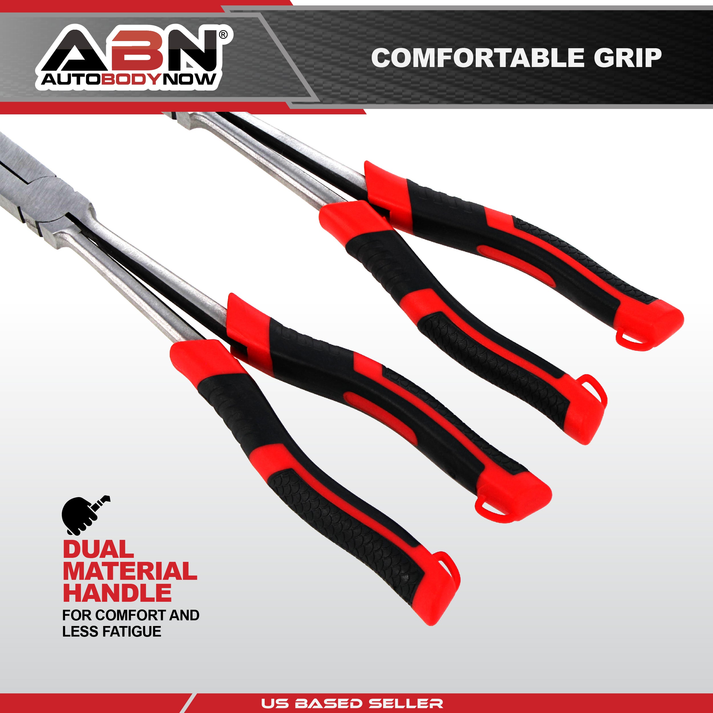 Long Reach Pliers 2 Pack - Straight and Bent Needle Nose Pliers Set