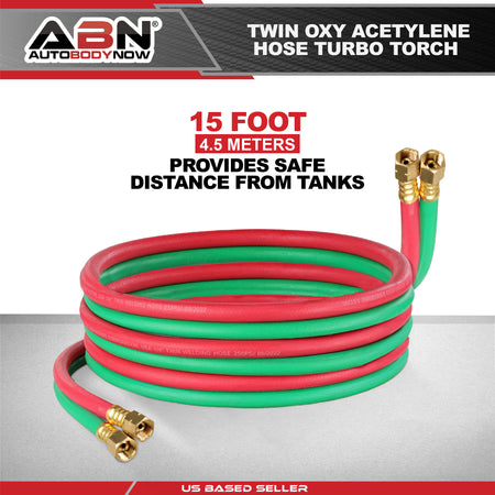 15ft Oxygen Acetylene Hose 1/4in B Fitting Twin Welding Torch Hoses