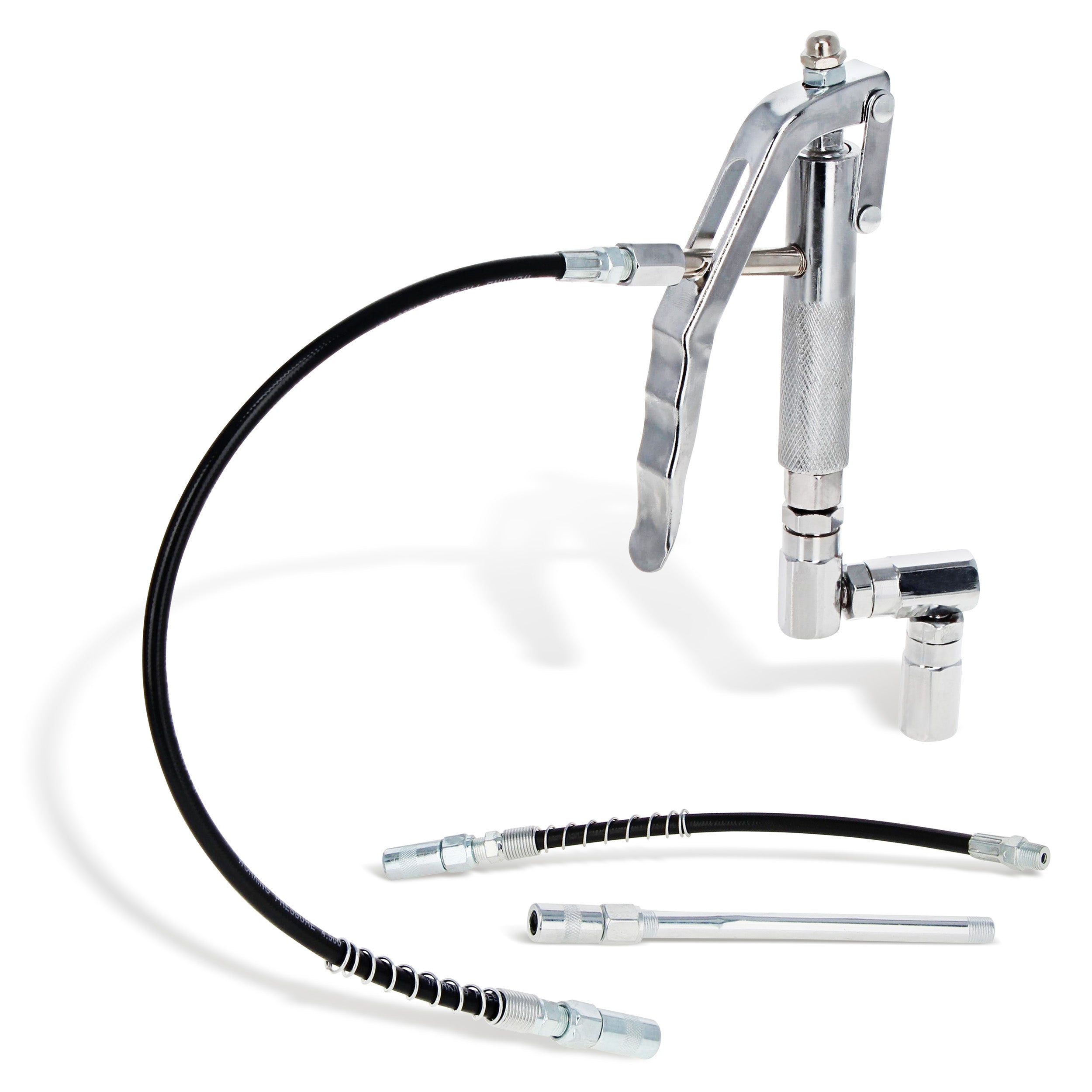 7500 PSI Air Grease Gun with 2 Flexible Hoses - 360 Degree Z Swivel