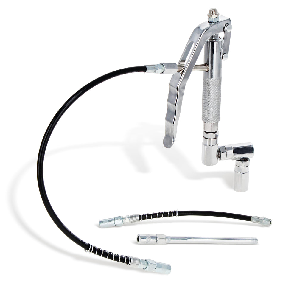 7500 PSI Air Grease Gun with 2 Flexible Hoses - 360 Degree Z Swivel
