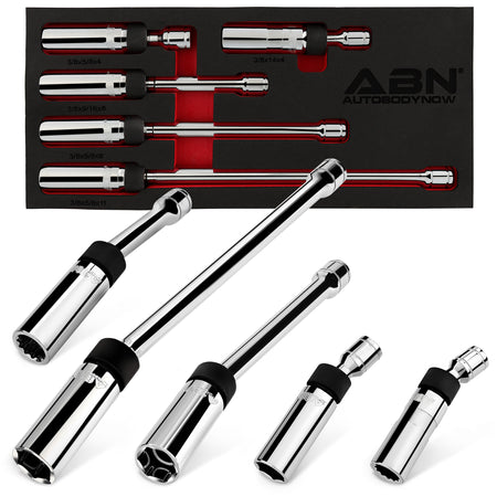 5pc Magnetic 6 and 12 Point Swivel Spark Plug Extractor Socket Set