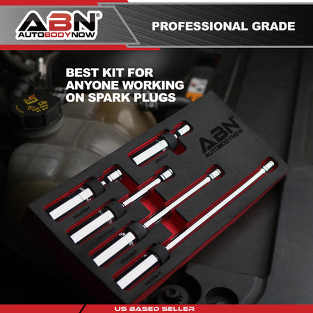5pc Magnetic 6 and 12 Point Swivel Spark Plug Extractor Socket Set