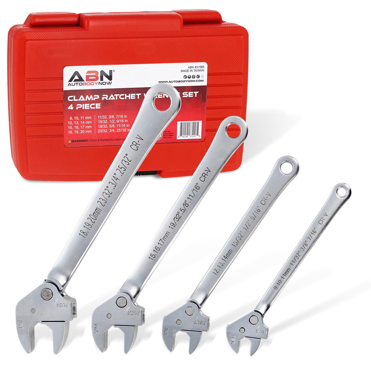 4pc Universal Wrench Set - Self Setting Spanner Wrench Set with Case