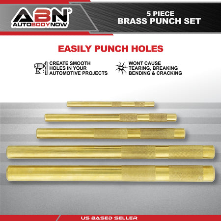 Big Brass Punch Tool Set - 5pc Non-Marring Drift Pin Automotive Kit