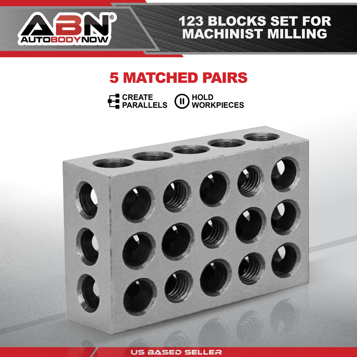 1-2-3 Blocks - 5 Matched Pairs Gauge Blocks Machinist Set with Holes
