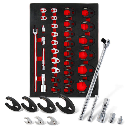 Crows Feet Wrench Set - 32pc Metric Tight Offset Brake Line Wrenches
