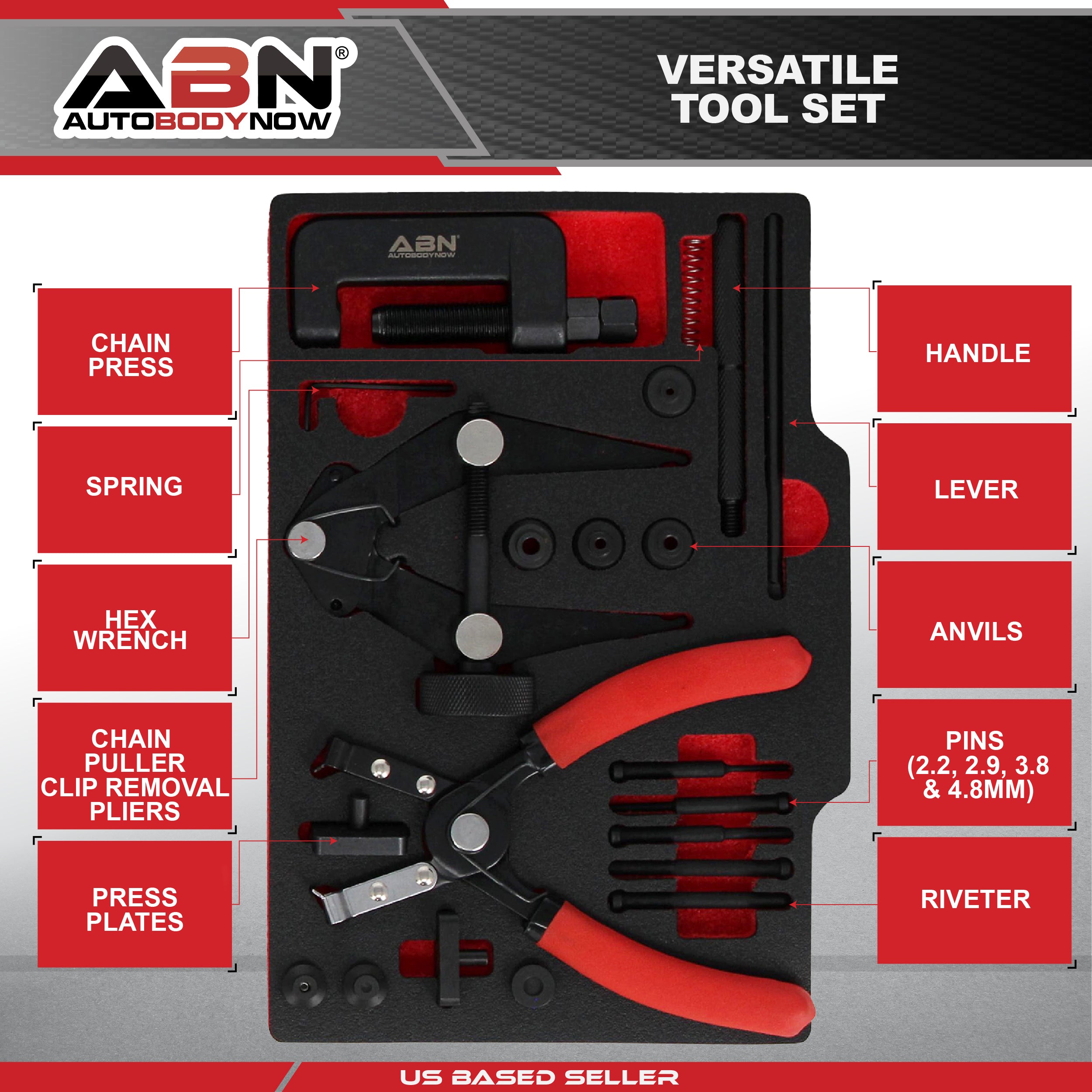 Motorcycle Chain Rivet Tool Kit - 21pc Chain Break Pliers for Bicycle