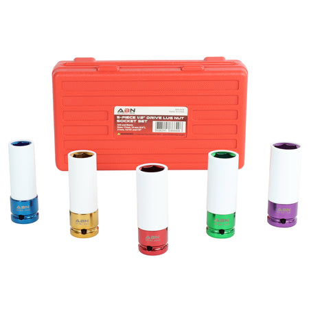 1/2” Inch Drive Lug Nut Socket Non-Marring, Thin-Walled 5-Piece Set