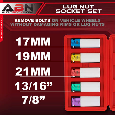 1/2” Inch Drive Lug Nut Socket Non-Marring, Thin-Walled 5-Piece Set