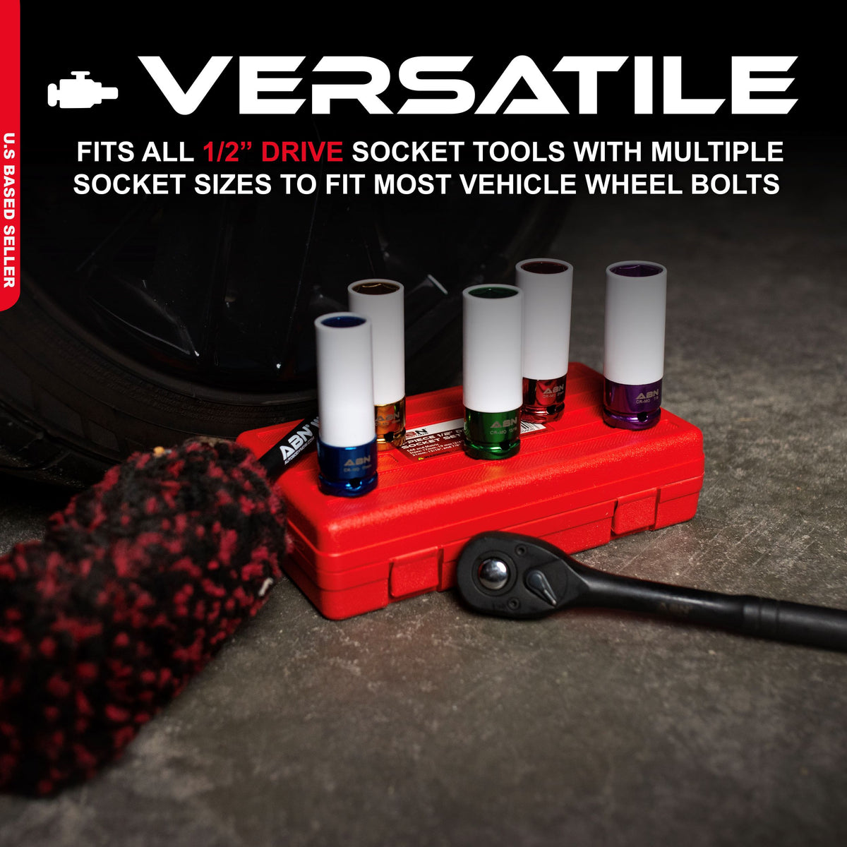 1/2” Inch Drive Lug Nut Socket Non-Marring, Thin-Walled 5-Piece Set