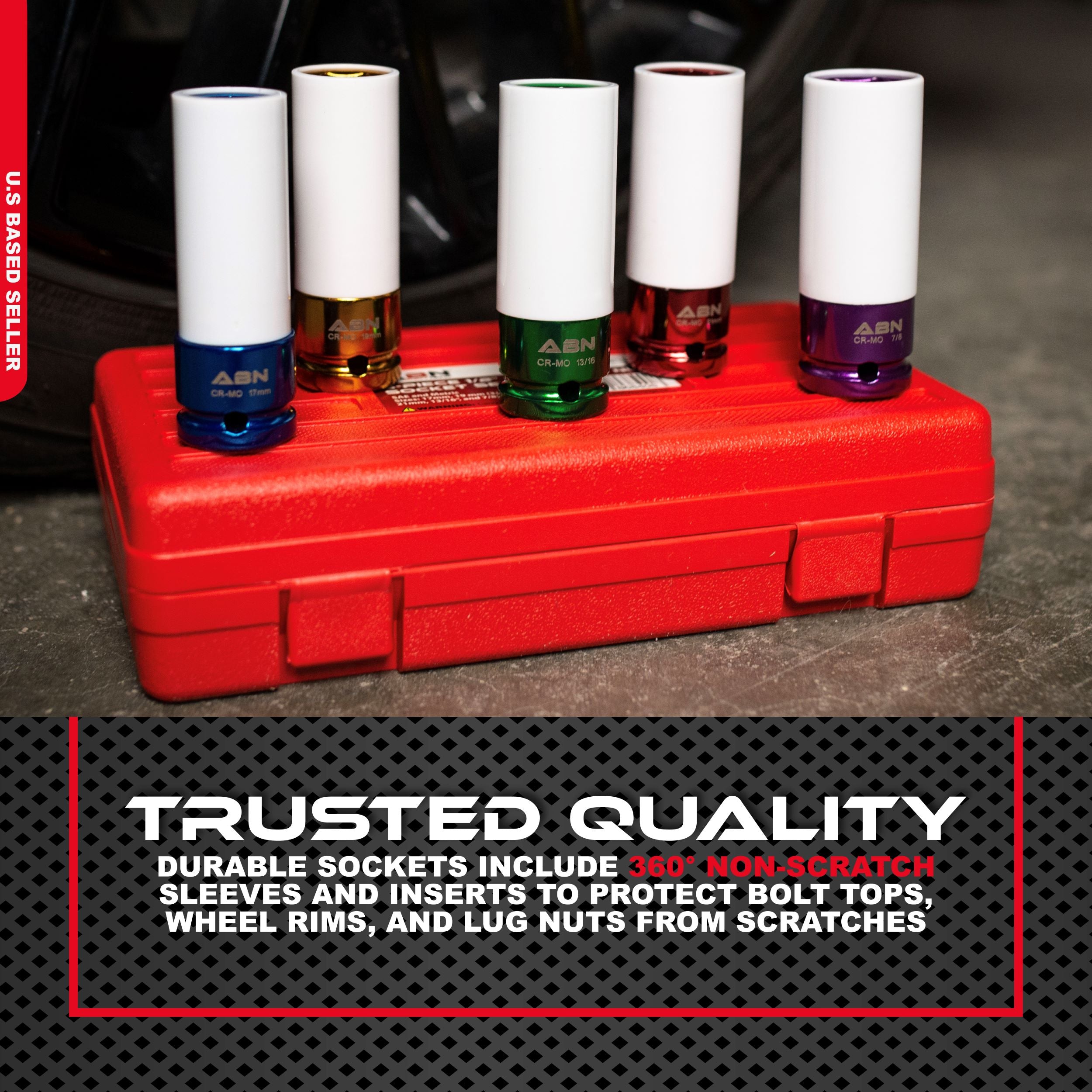 1/2” Inch Drive Lug Nut Socket Non-Marring, Thin-Walled 5-Piece Set