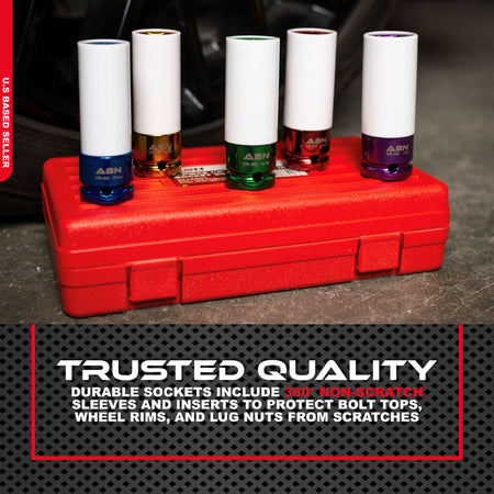 1/2” Inch Drive Lug Nut Socket Non-Marring, Thin-Walled 5-Piece Set