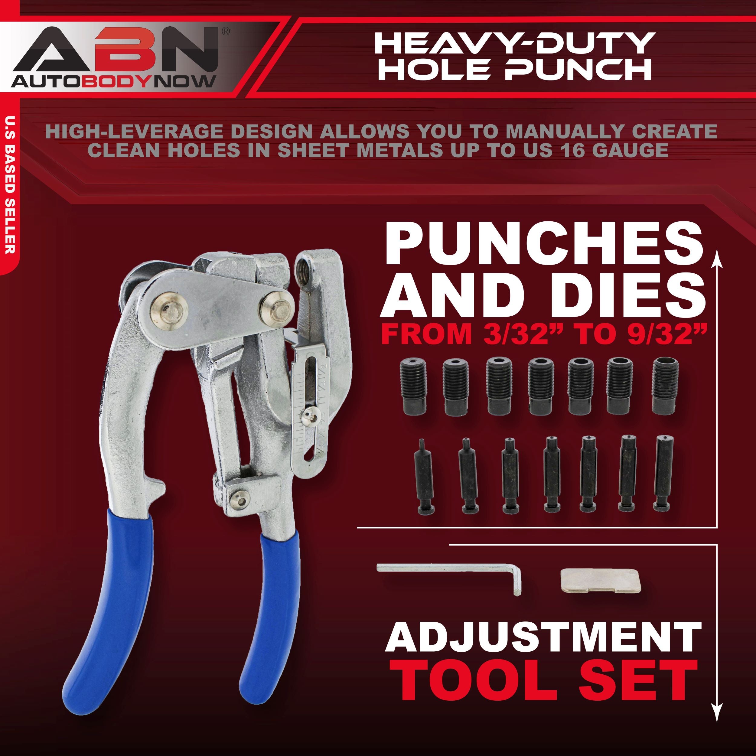 Power Punch Metal Hole Punch Heavy Duty Hole Puncher and Dies Set