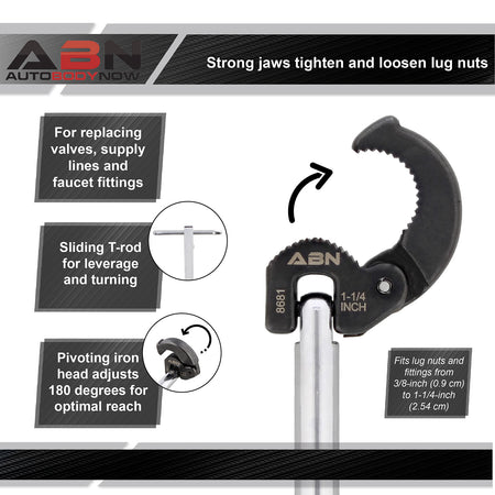 Large Basin Wrench 11 Inch Faucet Installation Tool, 3/8 to 1-1/4