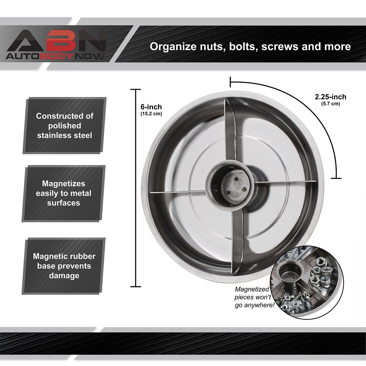 Automotive Magnetic Tray Small Parts Dish 6in Metal Magnet Bowl Holder