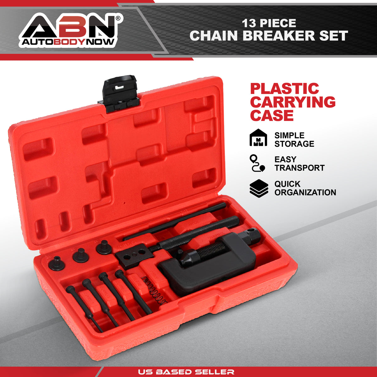 Chain Breaker 13-Piece Set – Motorcycle, Bike Chain Cutter and Riveter