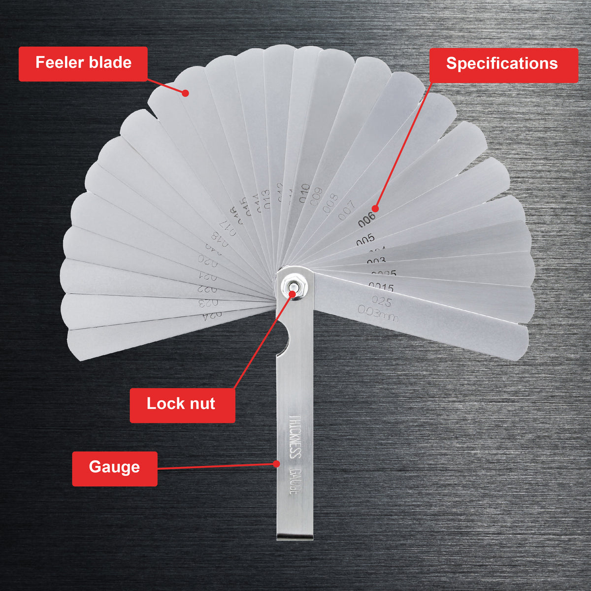 26 Piece SAE and Metric Feeler Gauge Set - 1 Pack Width Measuring Tool