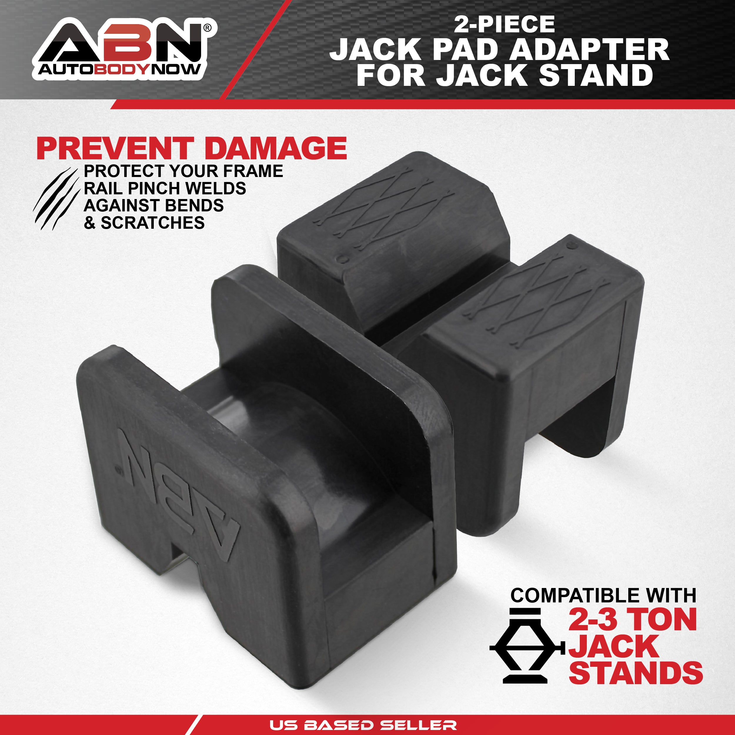 Rubber Slotted Jack Stand Pads Pinch Weld Jack Adapter 2-3 Ton 2-Pack