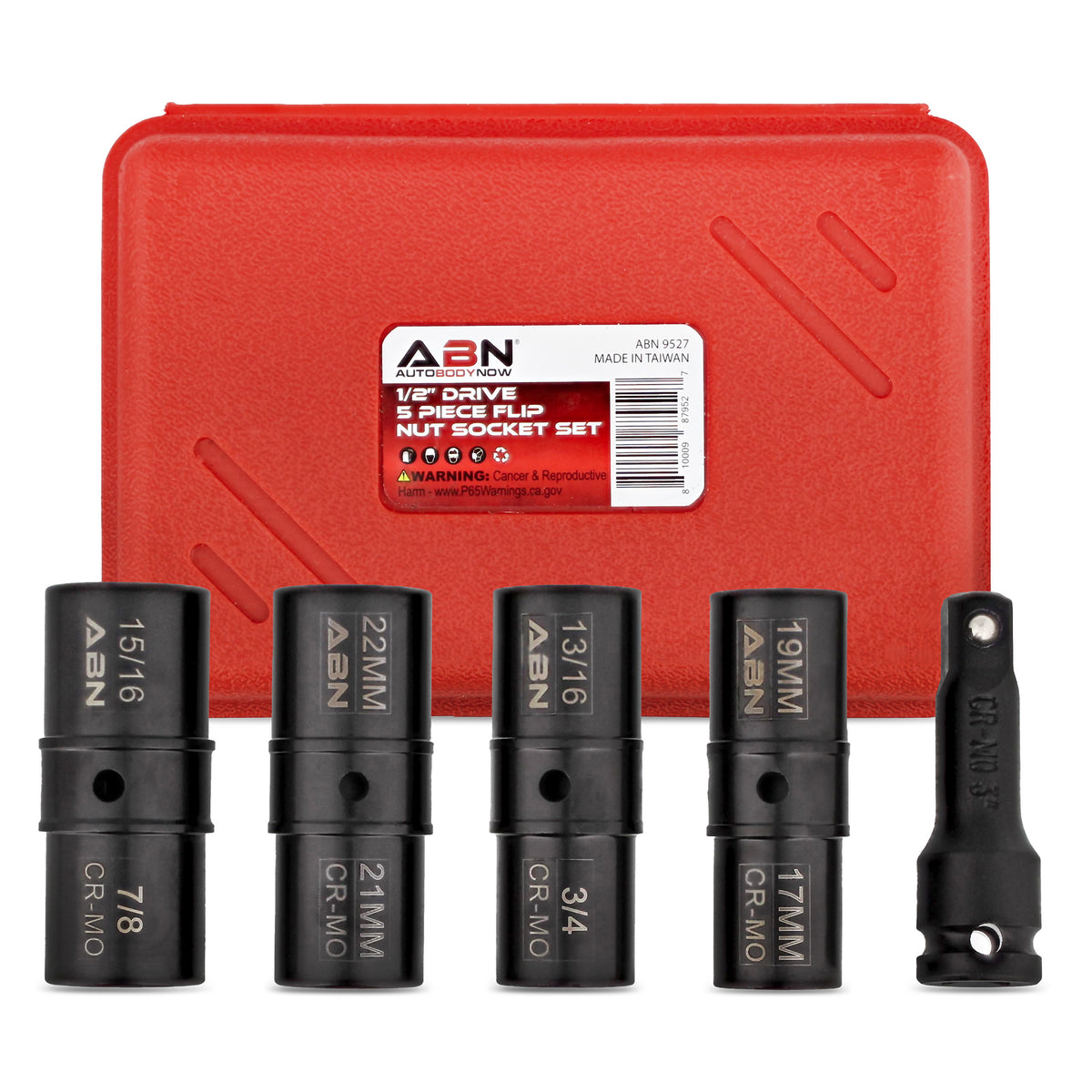 Double Side Lug Nut Socket Set, 5Pc - 1/2in Drive Flip Impact Sockets