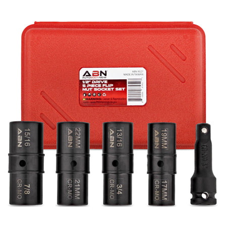 Double Side Lug Nut Socket Set, 5Pc - 1/2in Drive Flip Impact Sockets