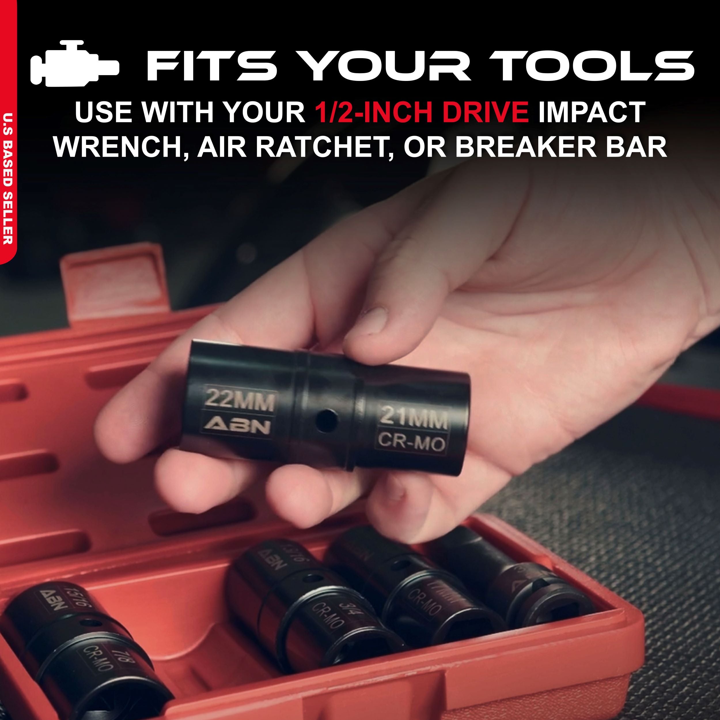 Double Side Lug Nut Socket Set, 5Pc - 1/2in Drive Flip Impact Sockets