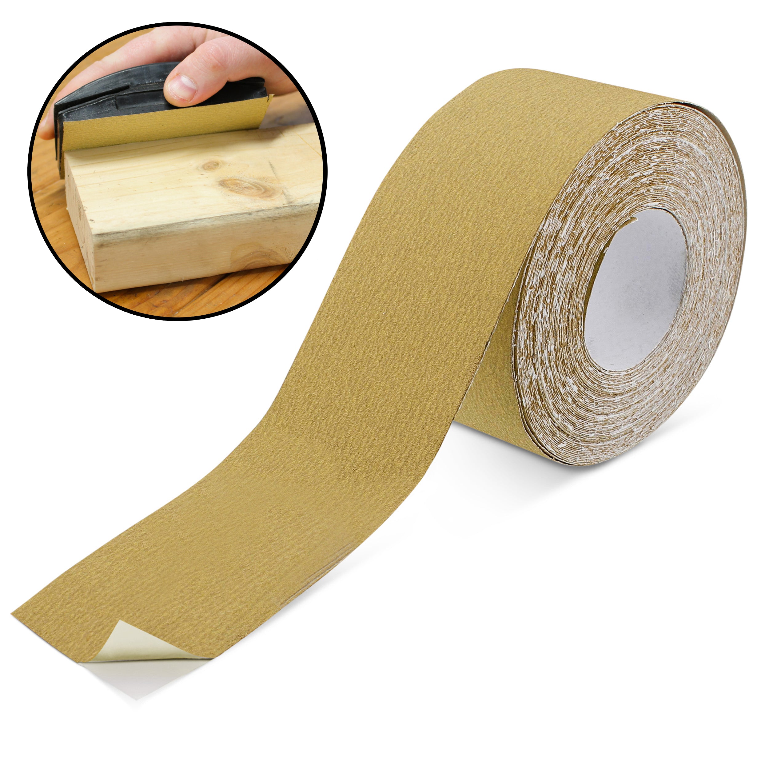 ABN 80 Grit 100 Piece 6 inch Yellow Sanding Abrasive Disc with Sticky Backing Sandpaper Roll