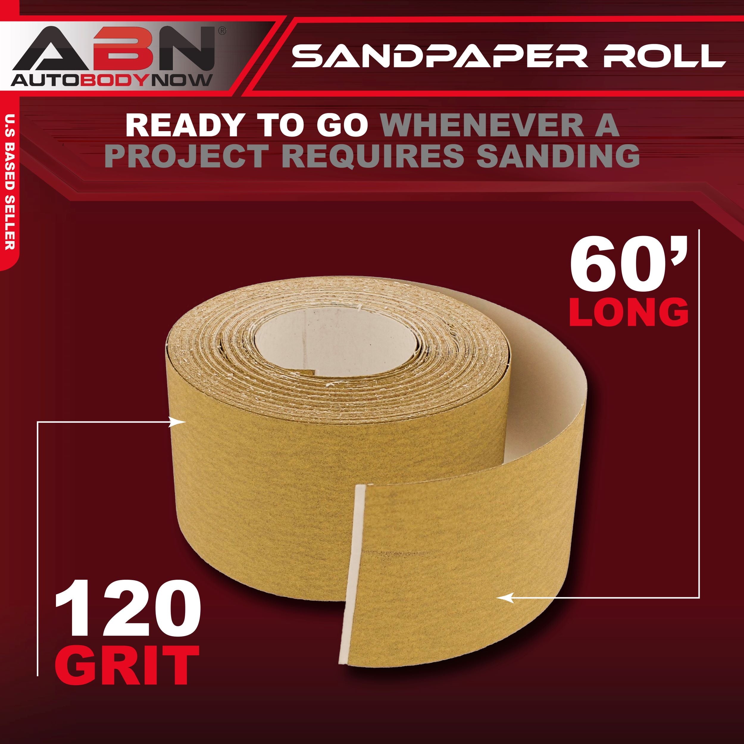 Adhesive 120-Grit Aluminum Oxide Sandpaper Roll 2-3/4” Inch x 20 Yards