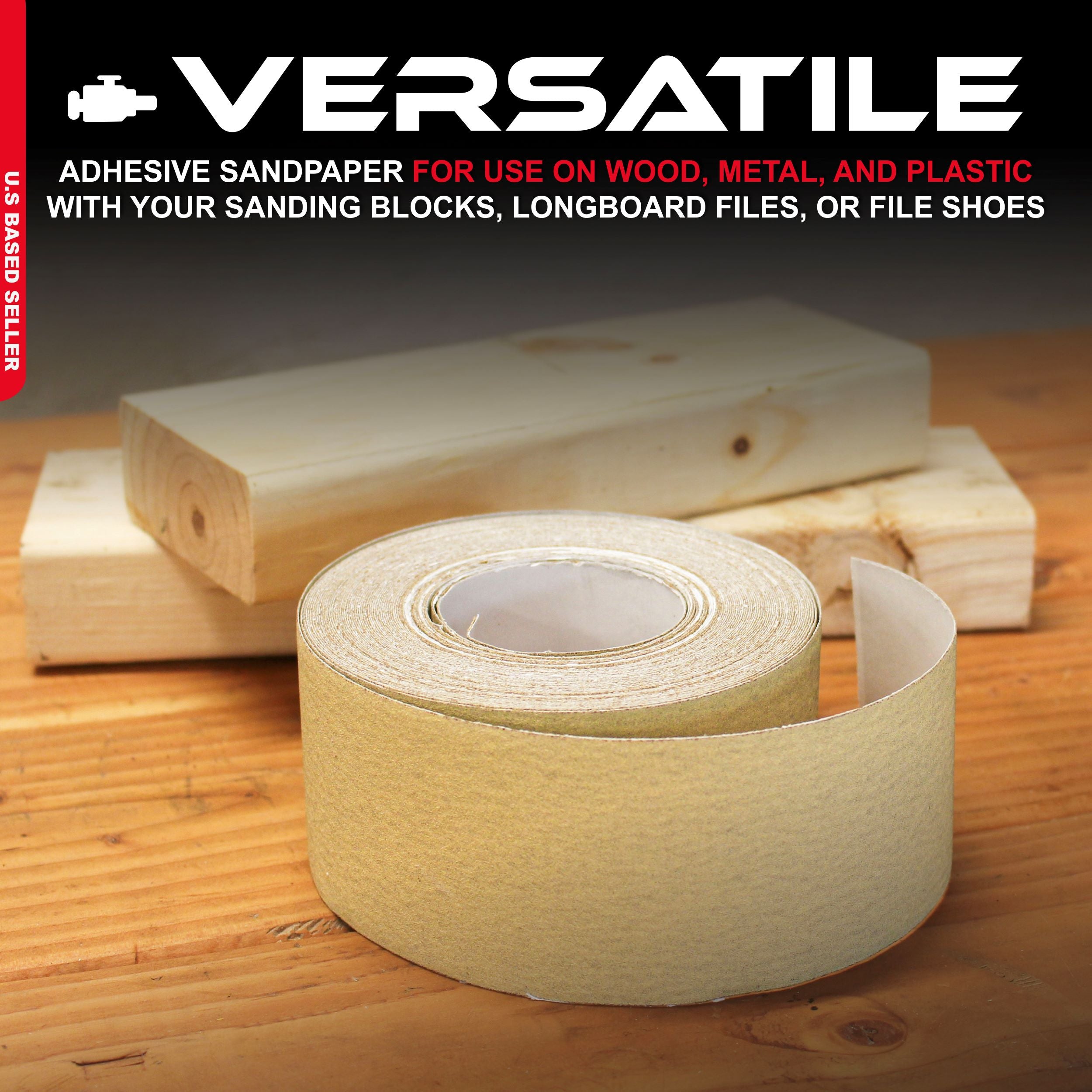 Adhesive 180-Grit Aluminum Oxide Sandpaper Roll 2-3/4” Inch x 20 Yards