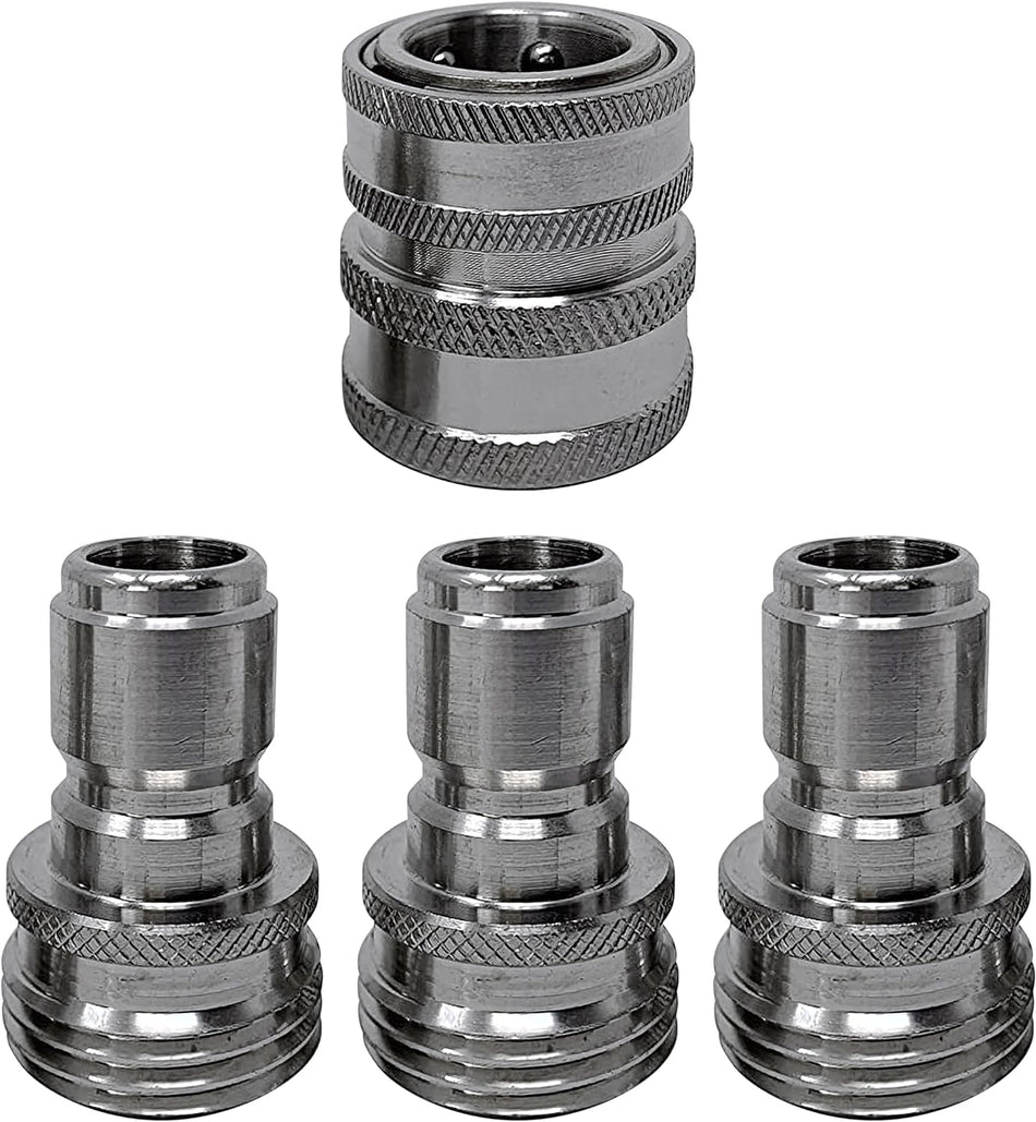 Pressure Washer Adapter Set for Garden Hose 3/4” Stainless Steel 1x3