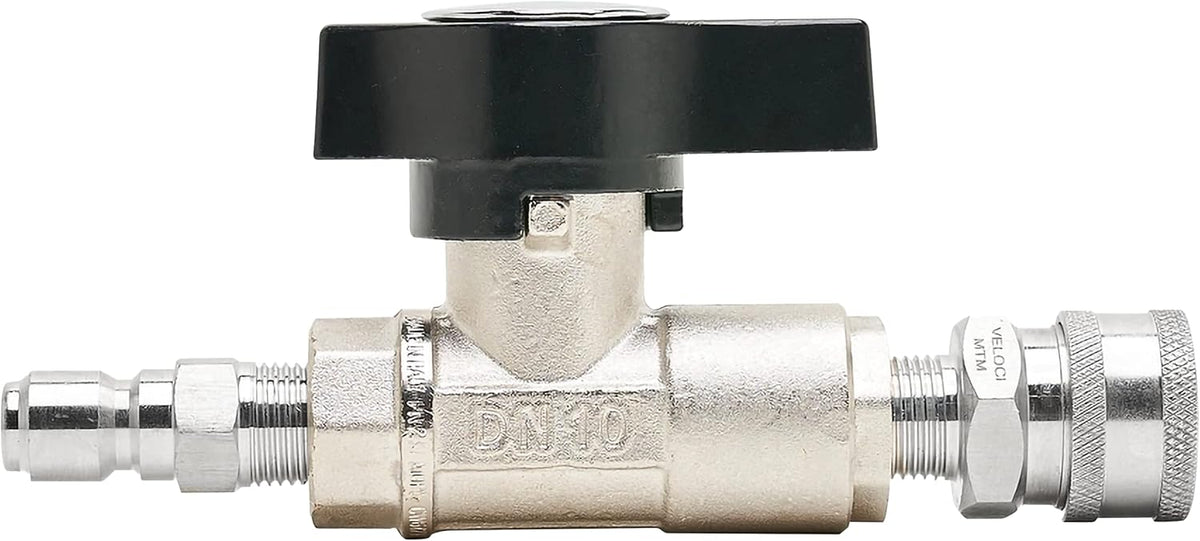 Veloci 3/8" Plated Brass Ball Shut Off Flow Control Valve, 3000 PSI
