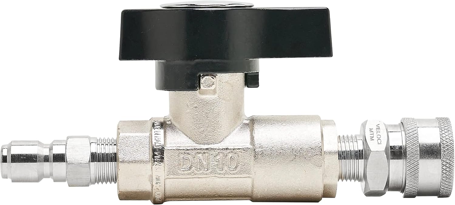 Veloci 3/8" Plated Brass Ball Shut Off Flow Control Valve, 3000 PSI