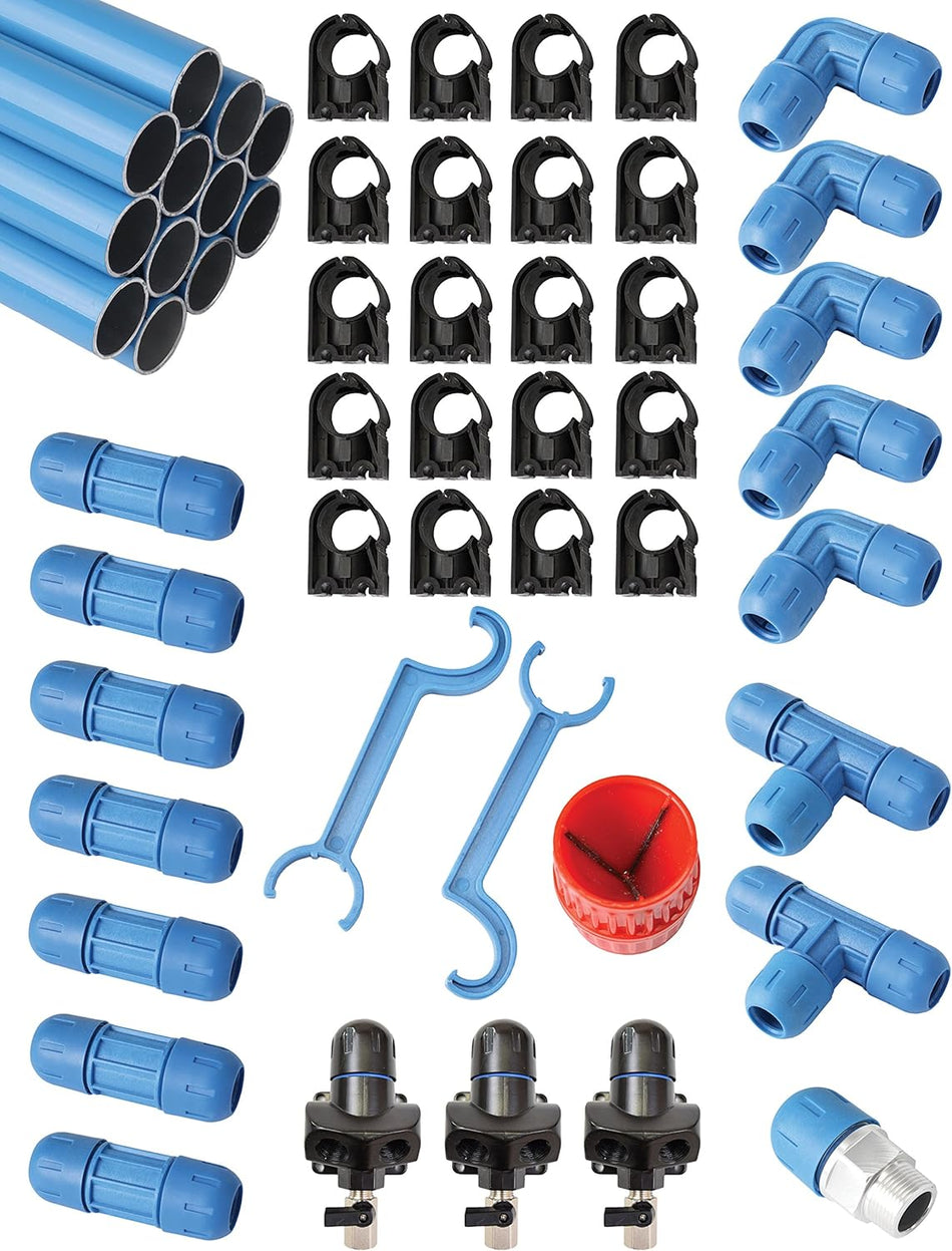 FASTPIPE F28090 1" Fastpipe Master Kit, 90', 1", Blue
