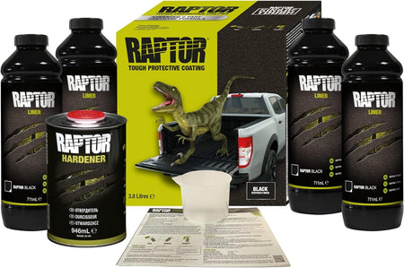 Raptor Black Spray Truck Bed Liner Kit + U-POL Grip Universal Adhesion Promoter