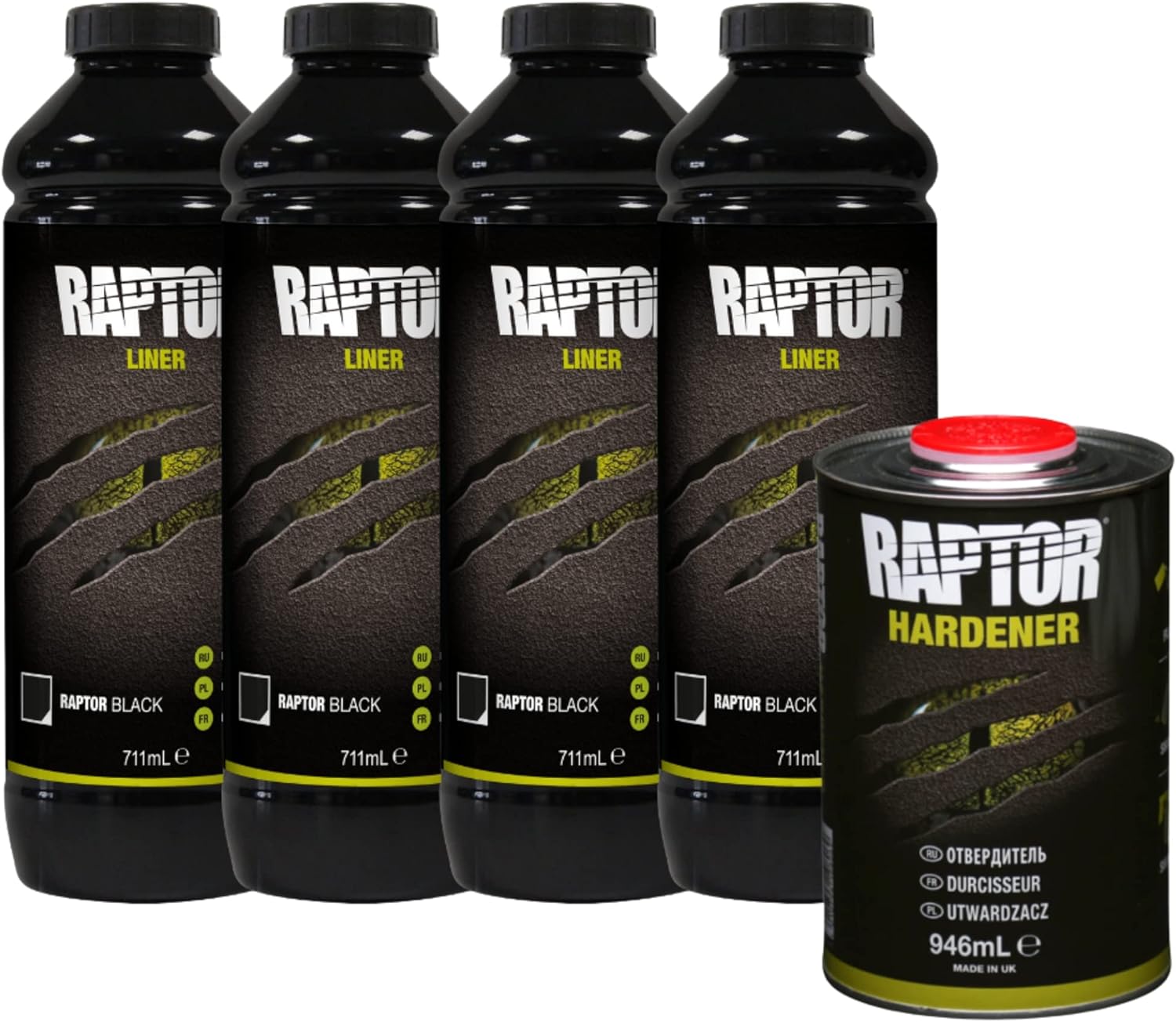 Raptor Black Spray Truck Bed Liner Kit + U-POL Grip Universal Adhesion Promoter