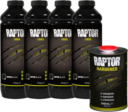 Raptor Black Spray Truck Bed Liner Kit + U-POL Grip Universal Adhesion Promoter